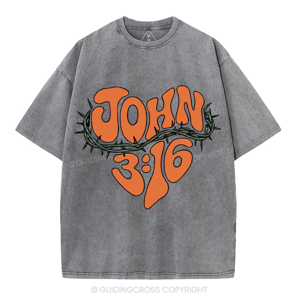 John 3 16 Christian Washed T-Shirt