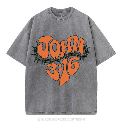 John 3 16 Christian Washed T-Shirt