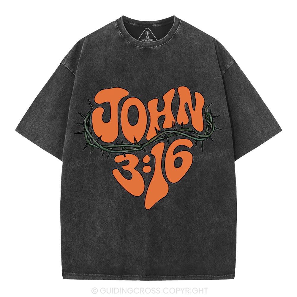 John 3 16 Christian Washed T-Shirt