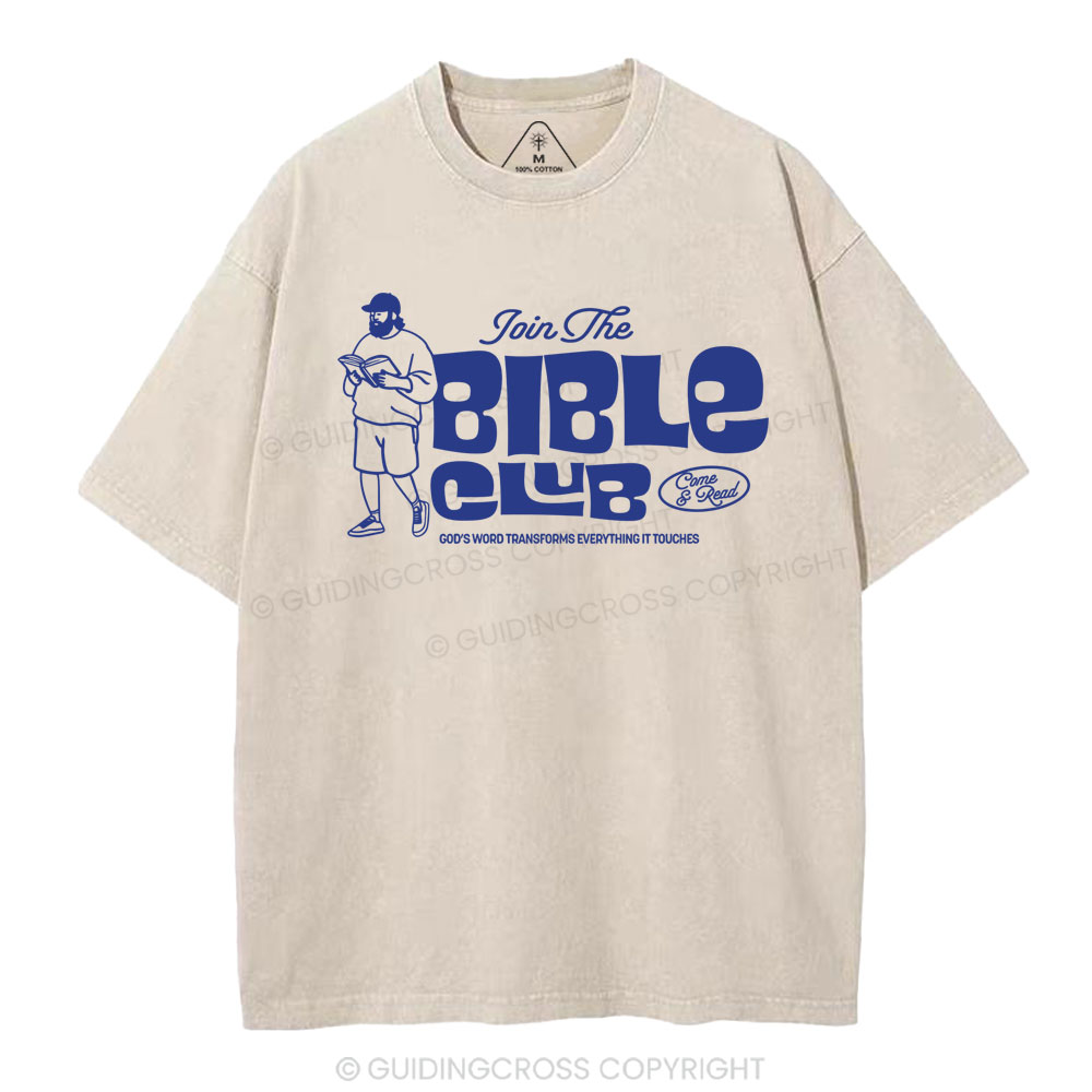 Join The Bible Club Christian Washed T-Shirt