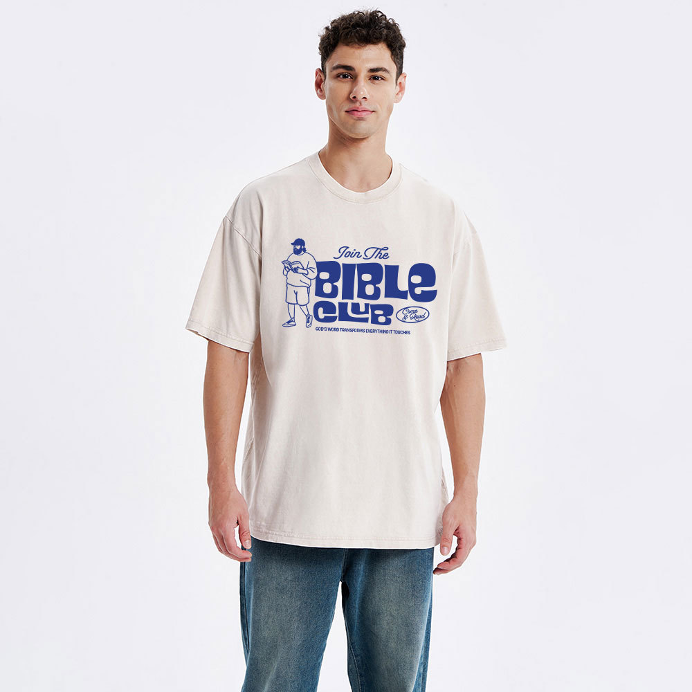 Join The Bible Club Christian Washed T-Shirt