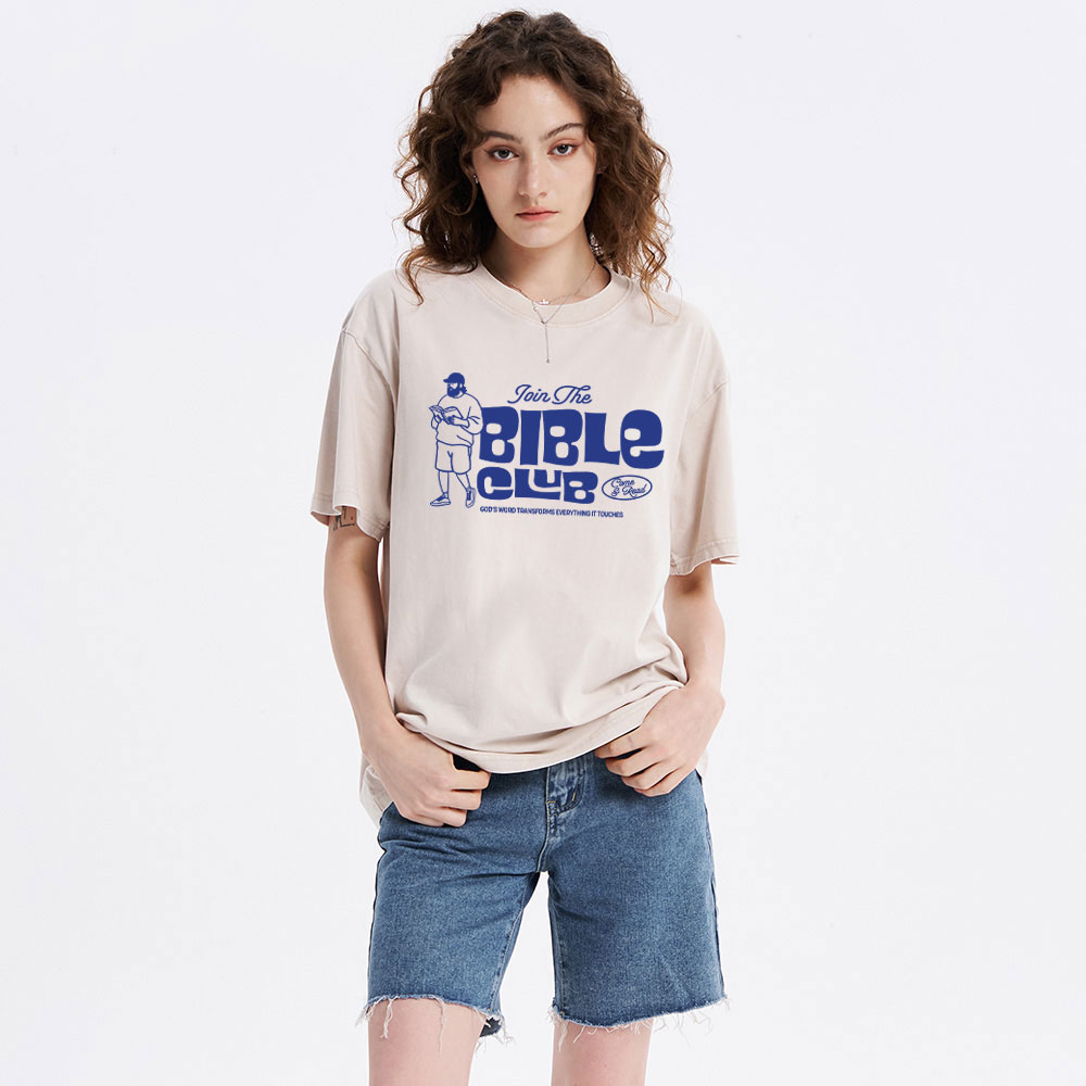 Join The Bible Club Christian Washed T-Shirt