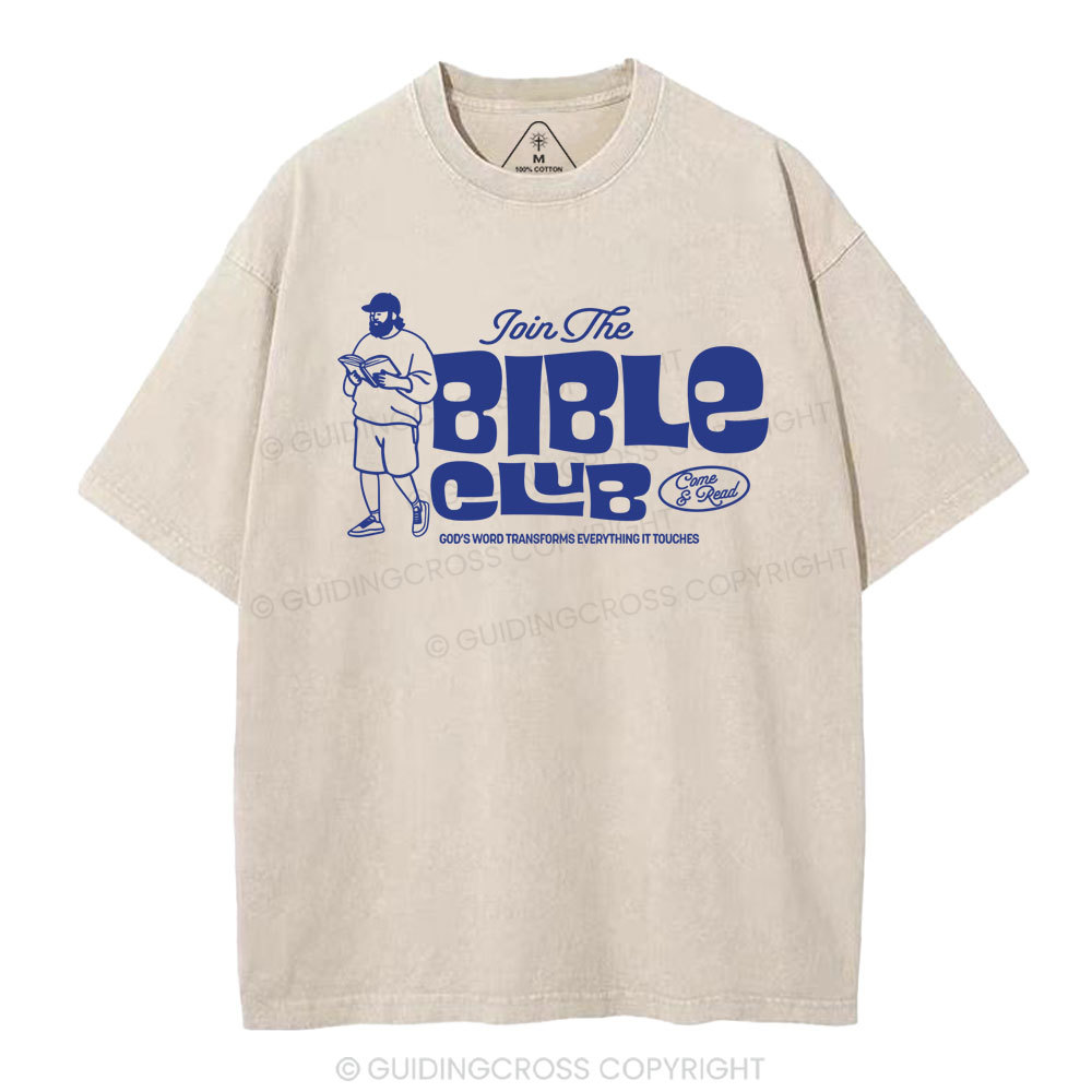 Join The Bible Club Christian Washed T-Shirt
