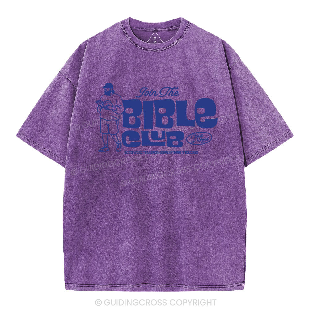 Join The Bible Club Christian Washed T-Shirt
