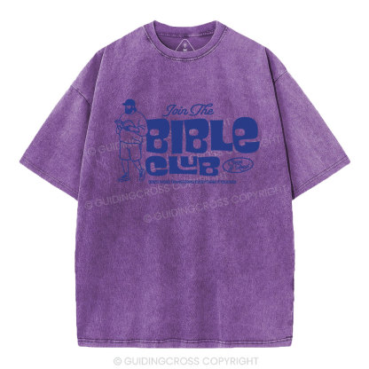 Join The Bible Club Christian Washed T-Shirt