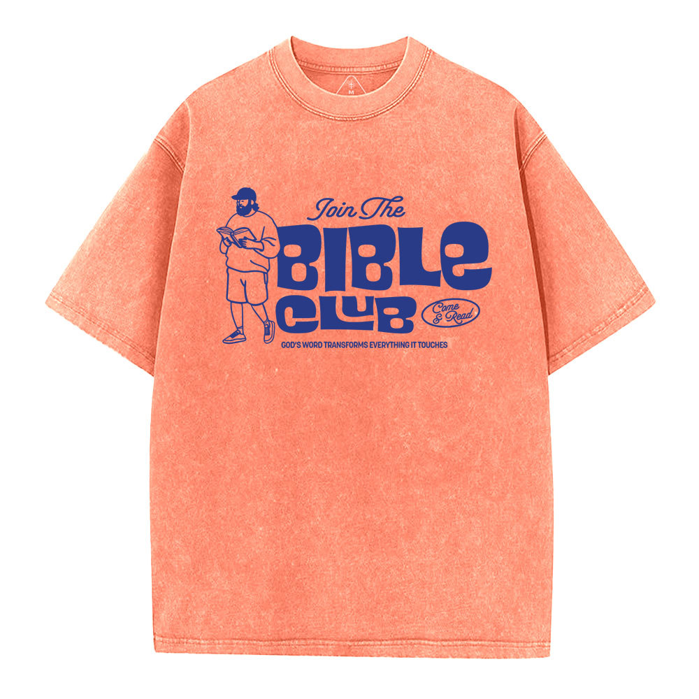 Join The Bible Club Christian Washed T-Shirt