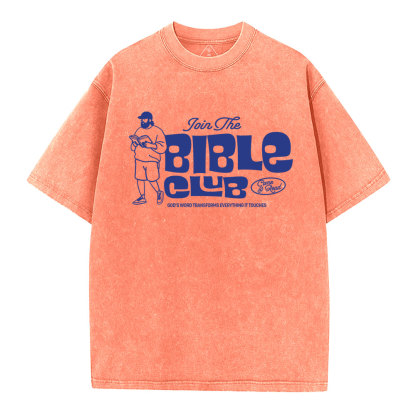 Join The Bible Club Christian Washed T-Shirt