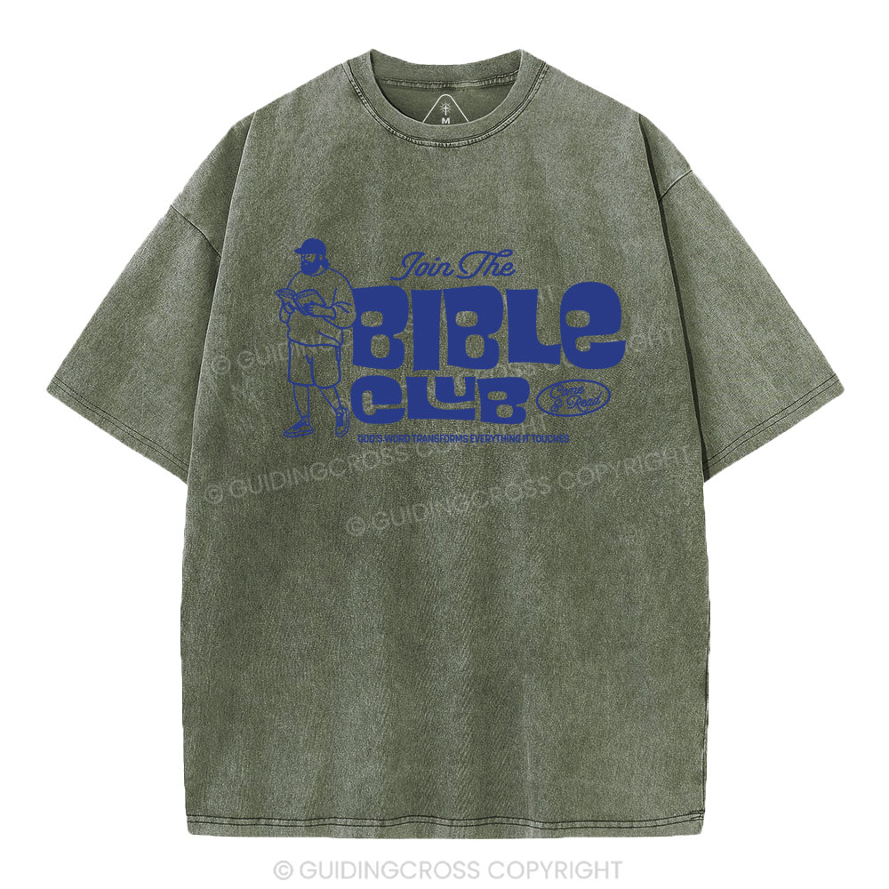 Join The Bible Club Christian Washed T-Shirt