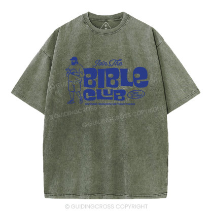 Join The Bible Club Christian Washed T-Shirt