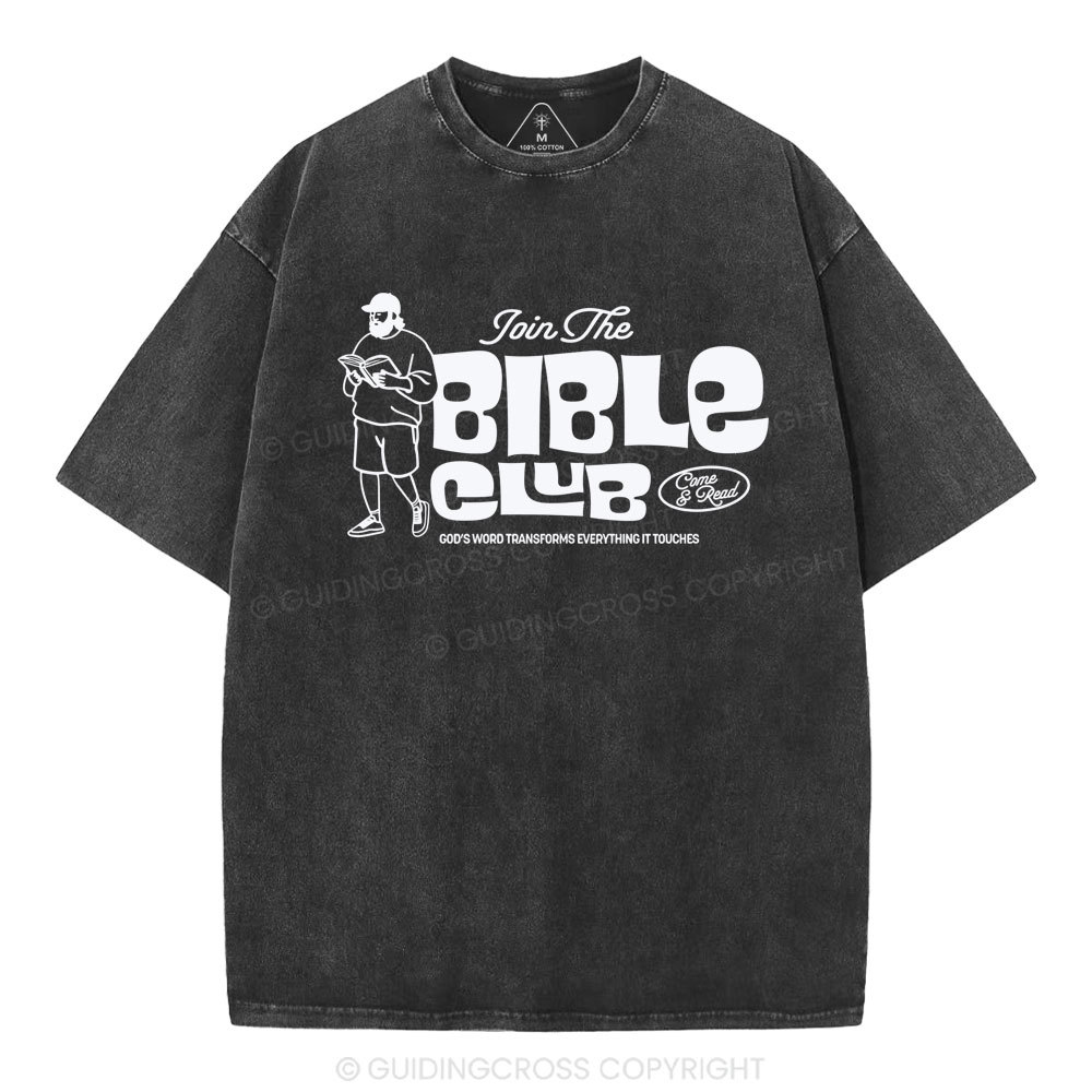 Join The Bible Club Christian Washed T-Shirt