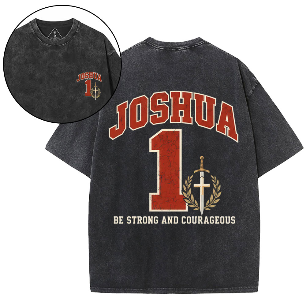 Joshua 01 Christian Washed T-Shirt