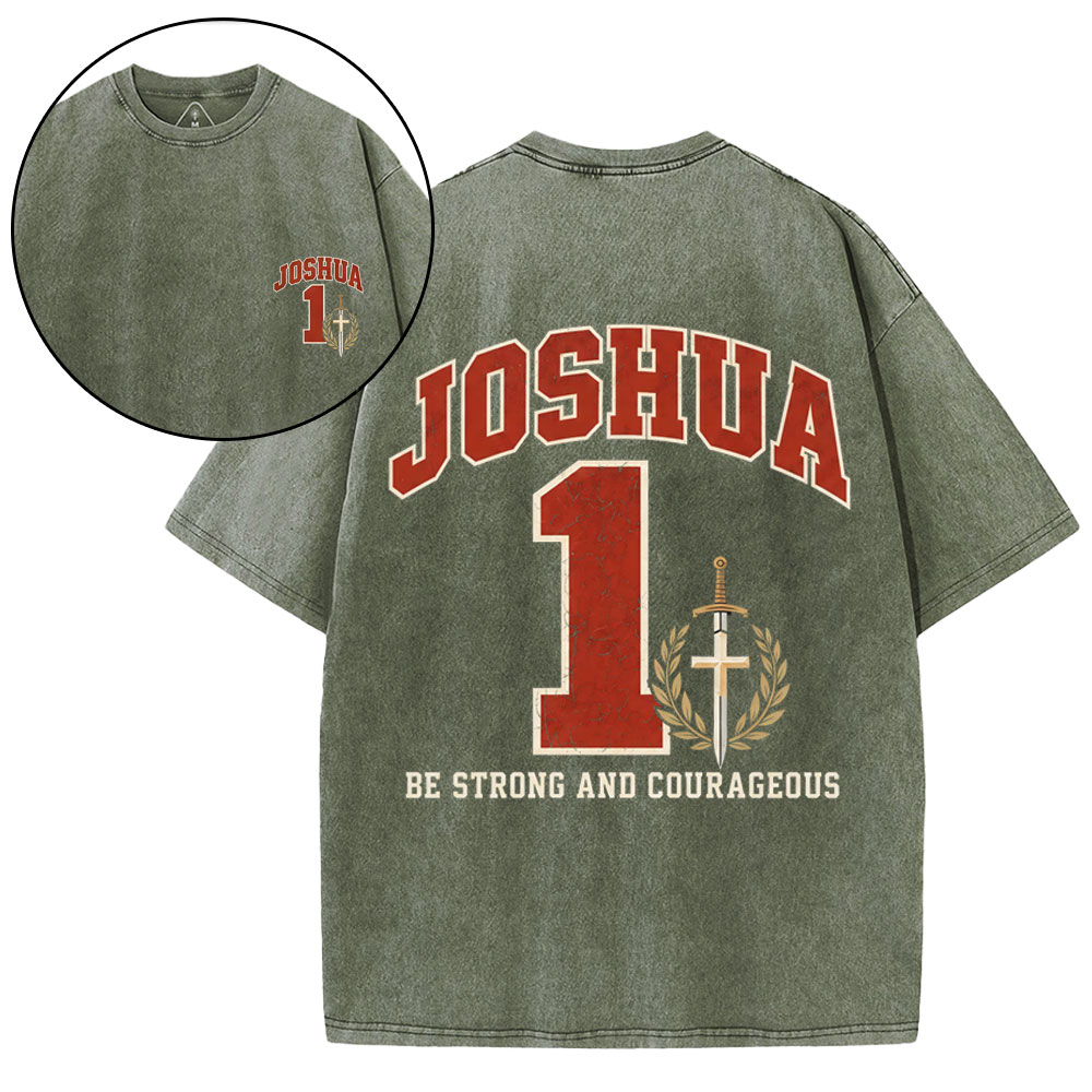 Joshua 01 Christian Washed T-Shirt