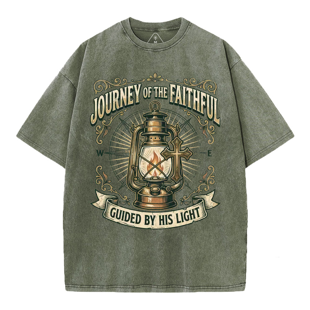 Journey Of The Faithful Christian Washed T-Shirt