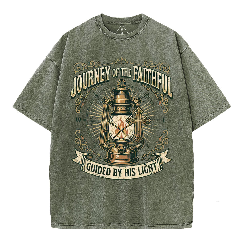 Journey Of The Faithful Christian Washed T-Shirt