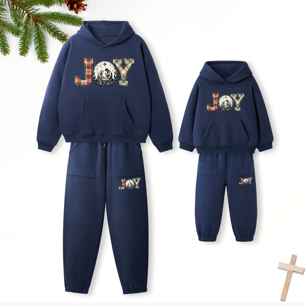 Joy Christian Christmas Premium Matching Fleece Hoodie Set
