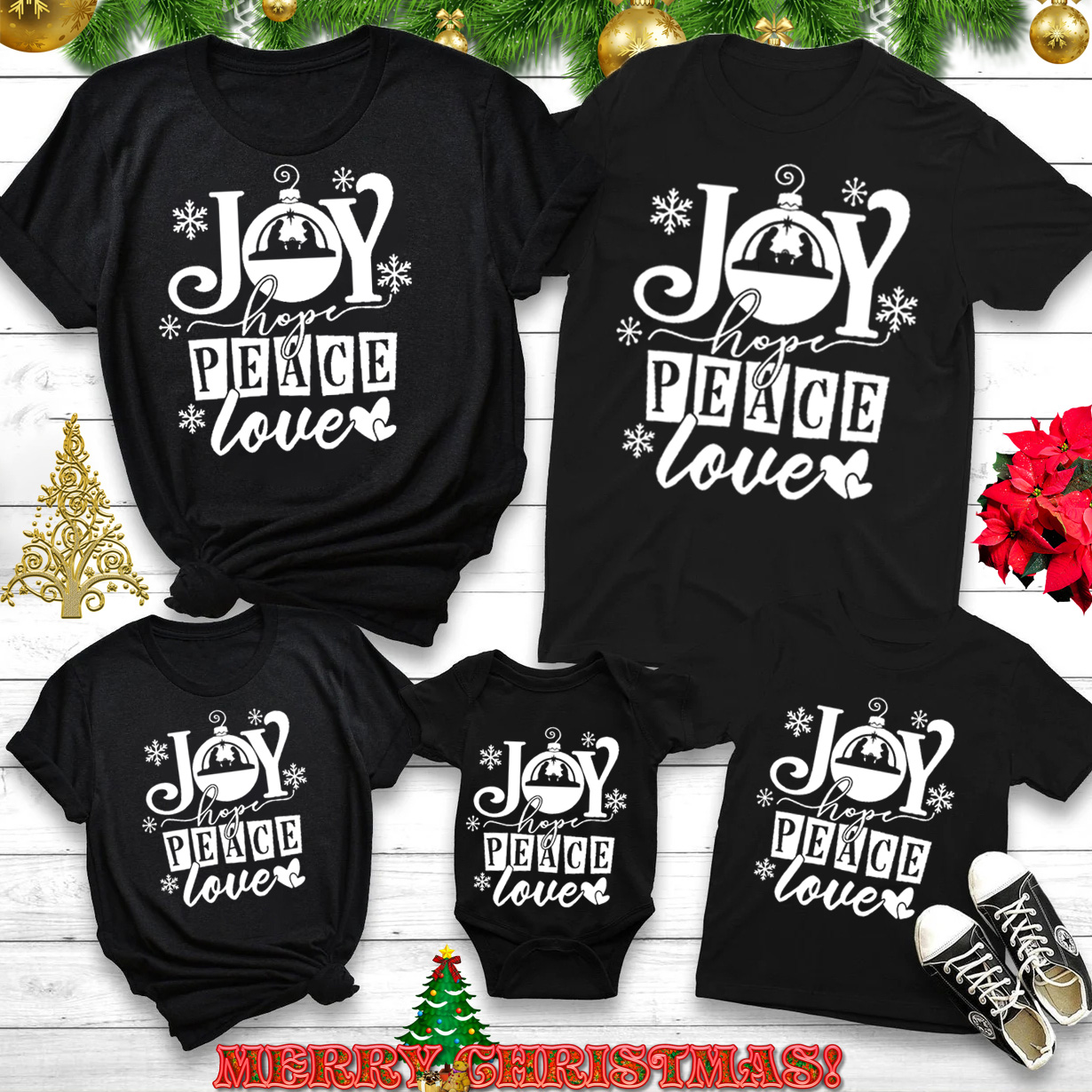 Joy Hope Peace Love Family Matching Shirts