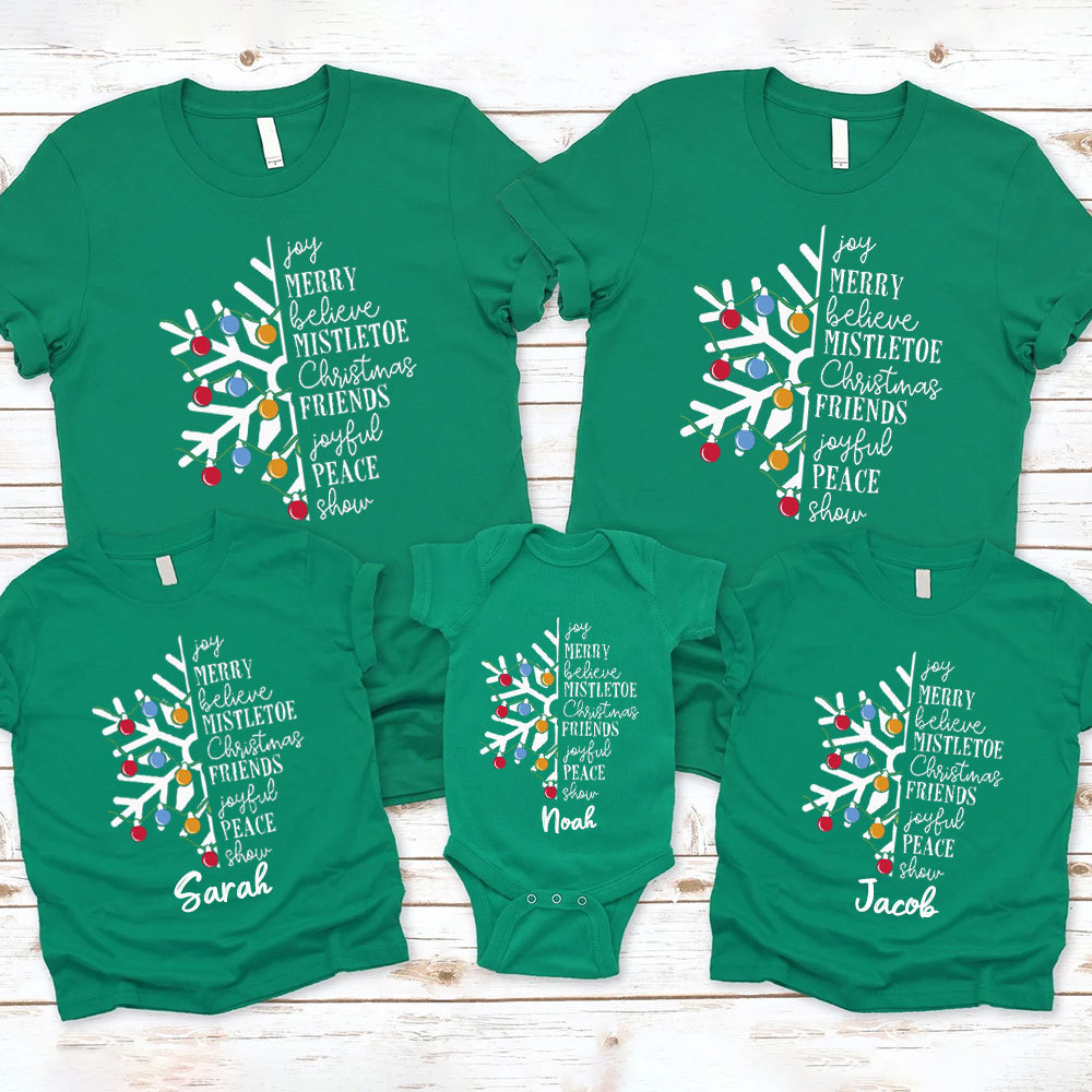 Joy Merry Belive Christmas Family Matching Shirts