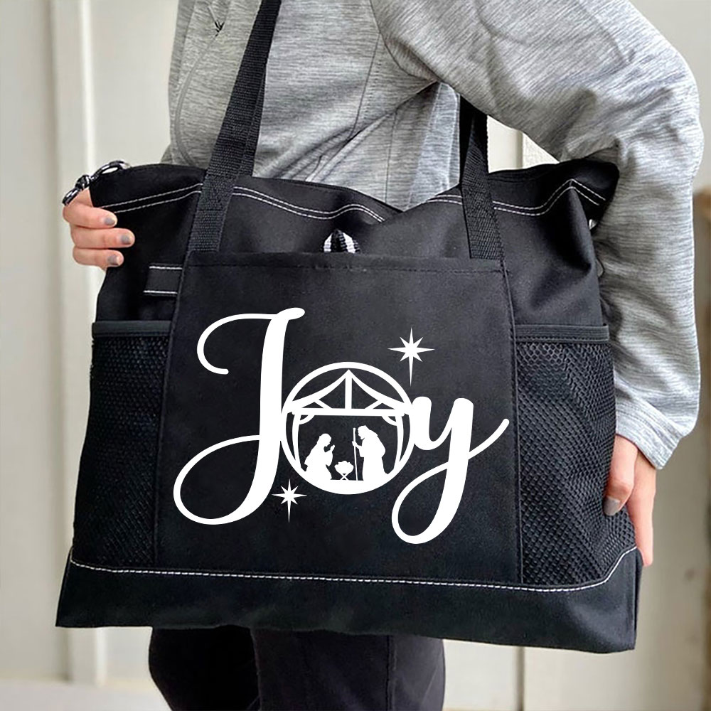 Joy Nativity Scene Christian Christmas Tote Bag