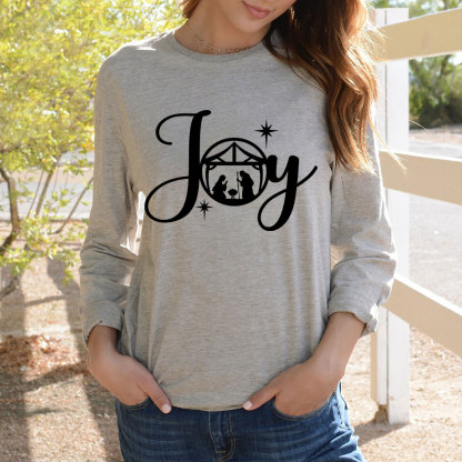 Joy Nativity Scene Christmas Christian Long Sleeve T-Shirt
