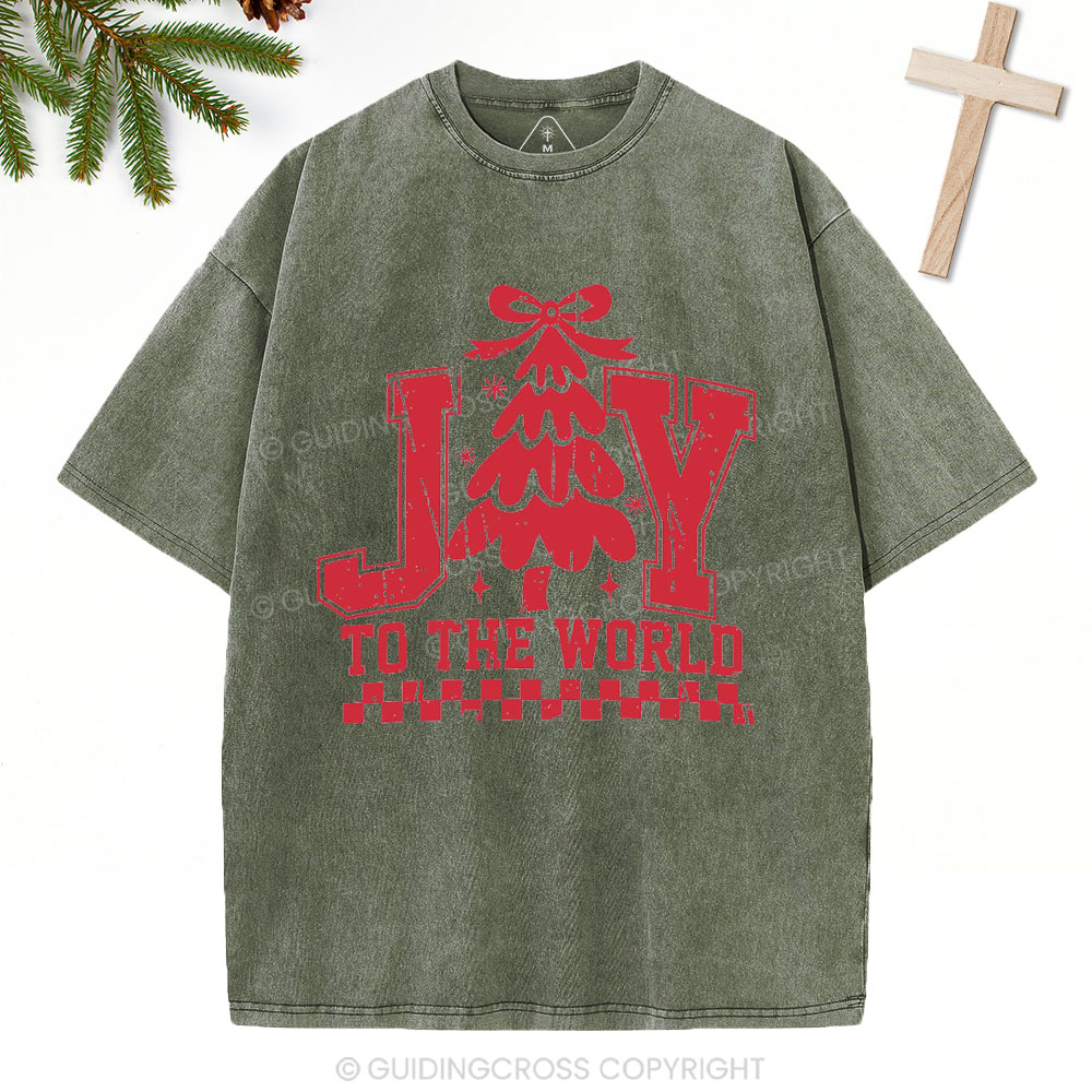 Joy To The World Christian Christiamas Washed T-Shirt