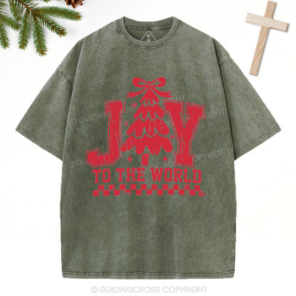 Joy To The World Christian Christiamas Washed T-Shirt