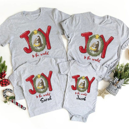 Joy To The World Christian Christmas Family Matching Shirts