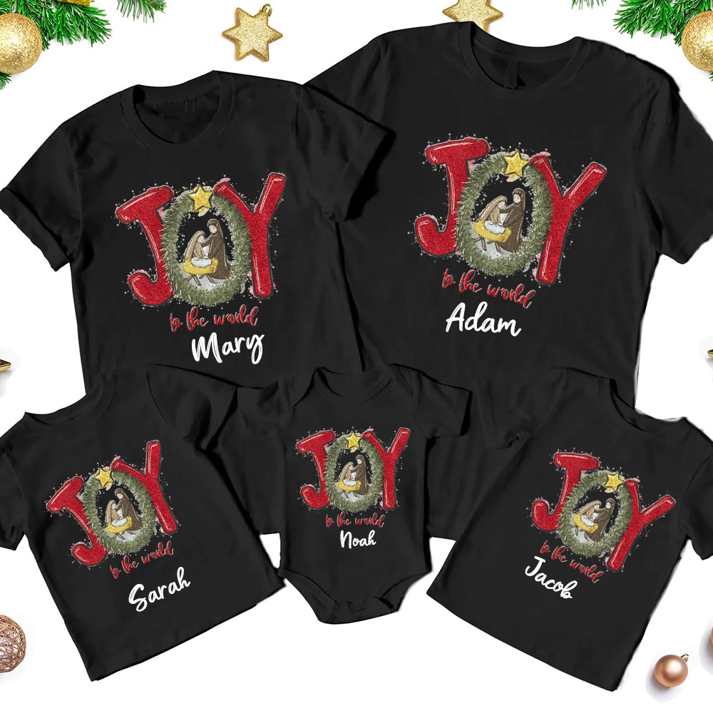 Joy To The World Christian Christmas Family Matching Shirts