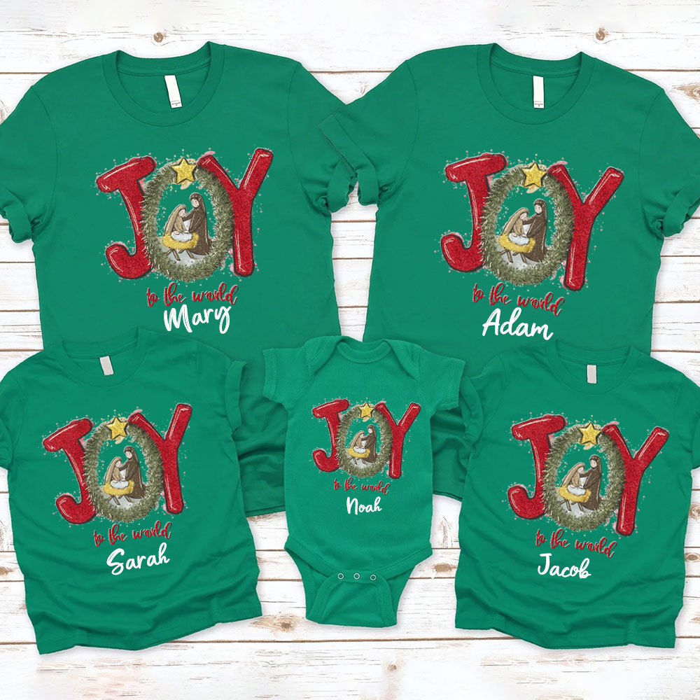 Joy To The World Christian Christmas Family Matching Shirts