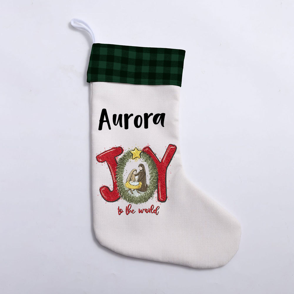 Joy To The World Christian Christmas Stocking