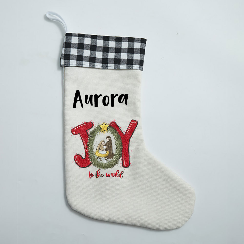 Joy To The World Christian Christmas Stocking