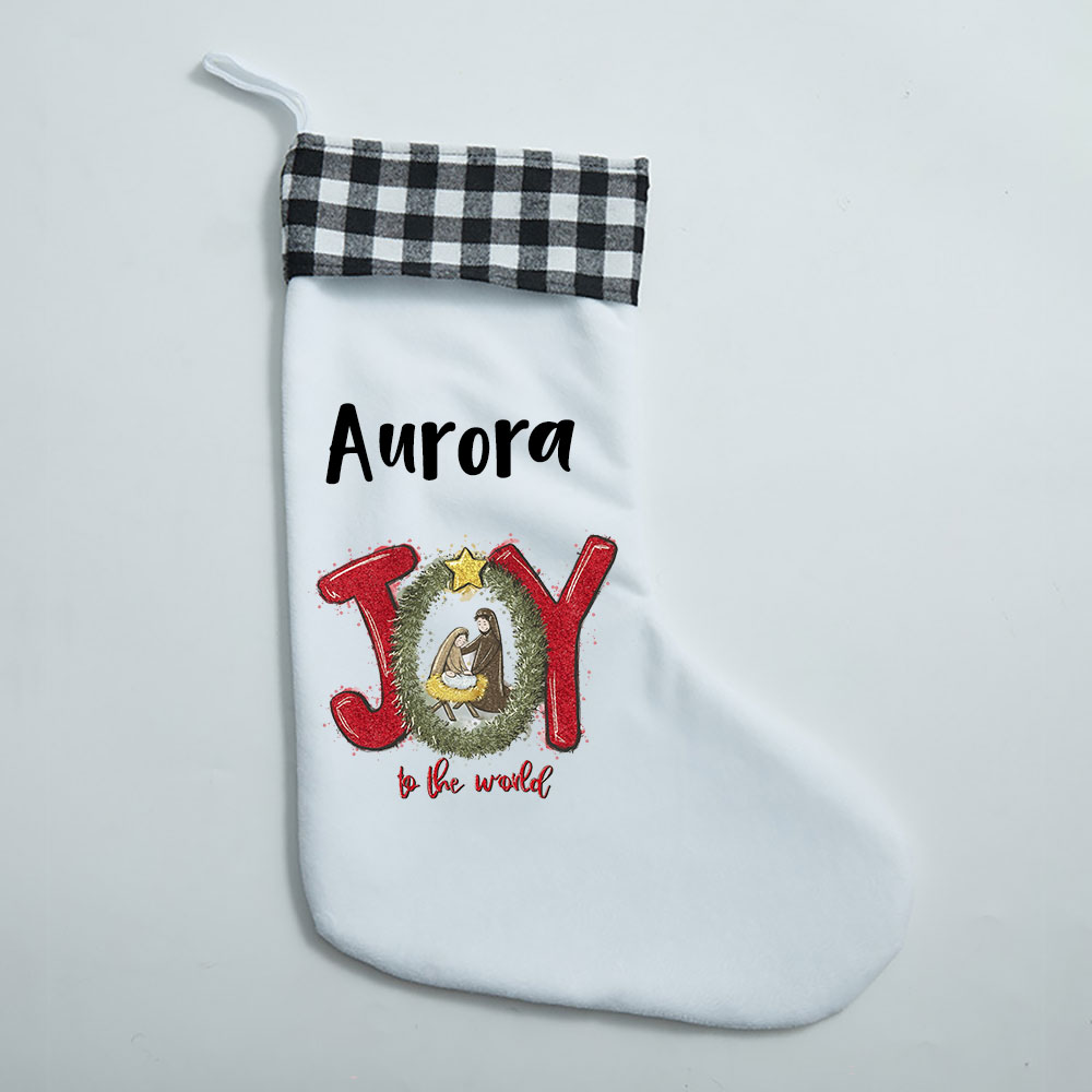 Joy To The World Christian Christmas Stocking