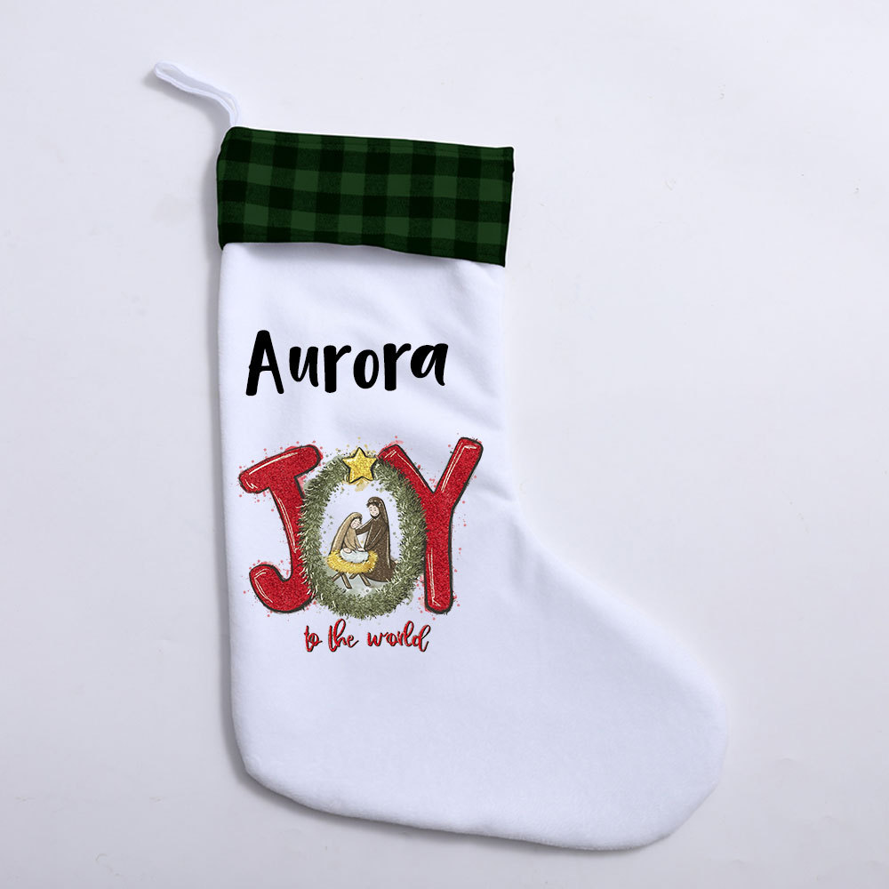 Joy To The World Christian Christmas Stocking
