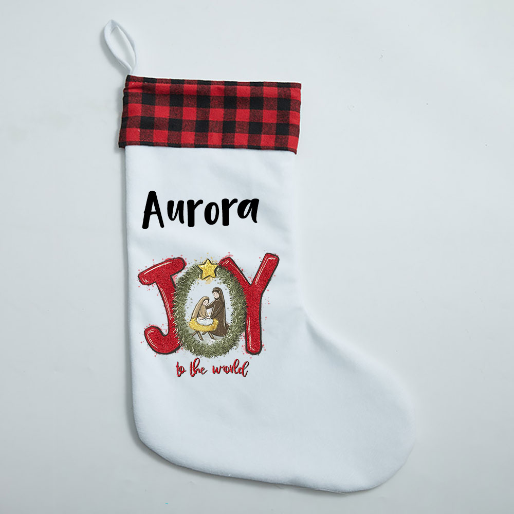 Joy To The World Christian Christmas Stocking