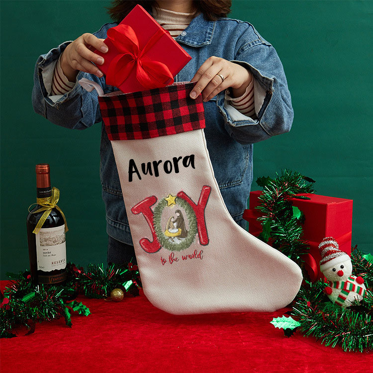 Joy To The World Christian Christmas Stocking
