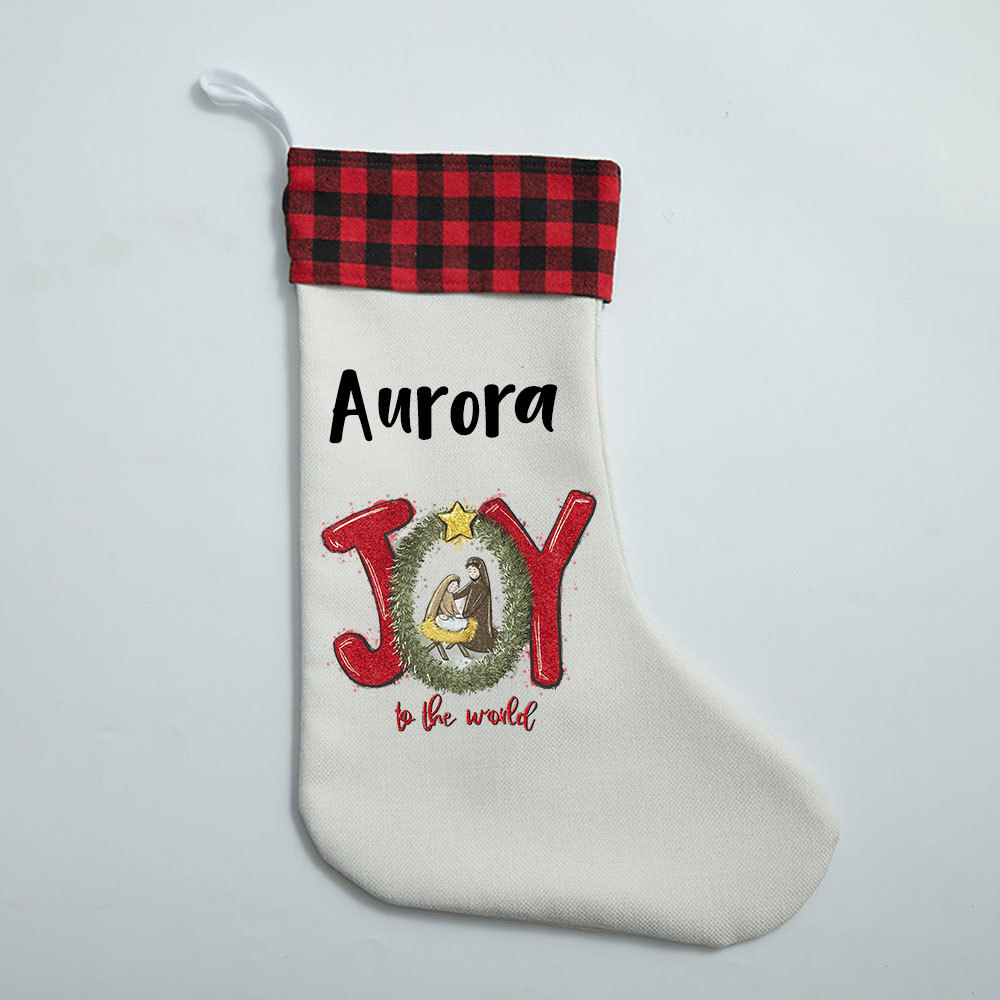 Joy To The World Christian Christmas Stocking