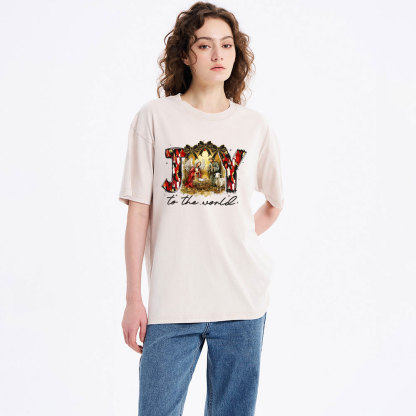 Joy To The World Christian Christmas Washed T-Shirt