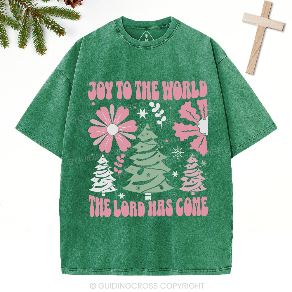 Joy To The World Christian Christmas Washed T-Shirt