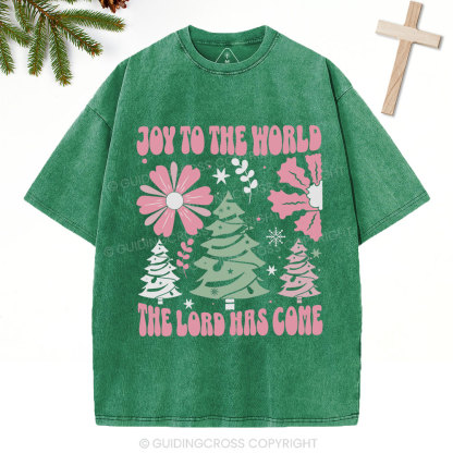 Joy To The World Christian Christmas Washed T-Shirt