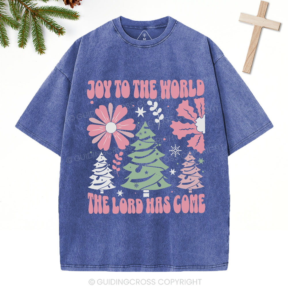 Joy To The World Christian Christmas Washed T-Shirt