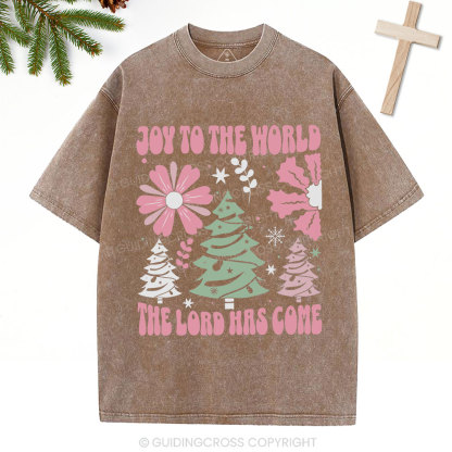 Joy To The World Christian Christmas Washed T-Shirt