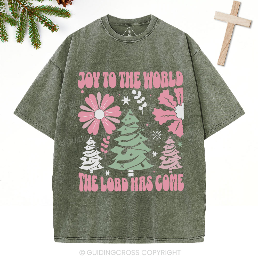 Joy To The World Christian Christmas Washed T-Shirt