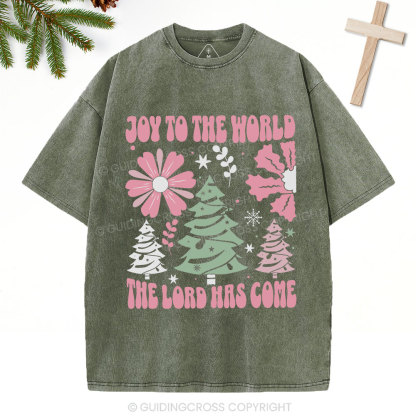 Joy To The World Christian Christmas Washed T-Shirt