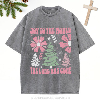 Joy To The World Christian Christmas Washed T-Shirt