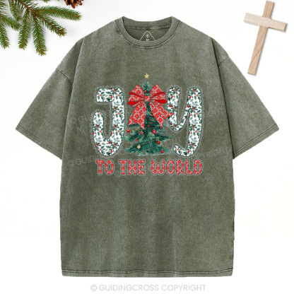 Joy To The World Christian Christmas  Washed T-Shirt