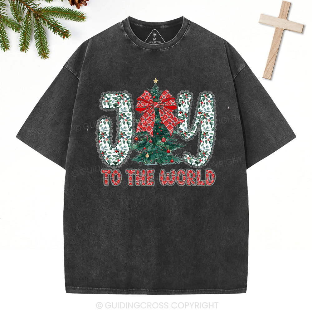 Joy To The World Christian Christmas  Washed T-Shirt