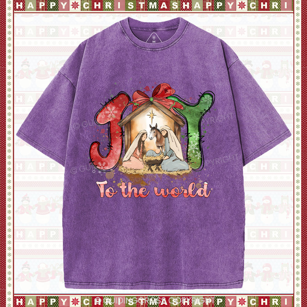 Joy To The World Christian Washed T-Shirt