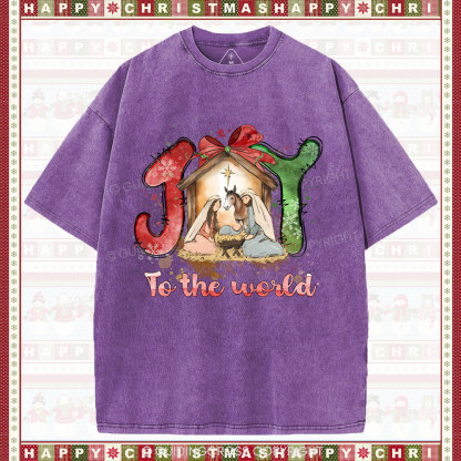 Joy To The World Christian Washed T-Shirt