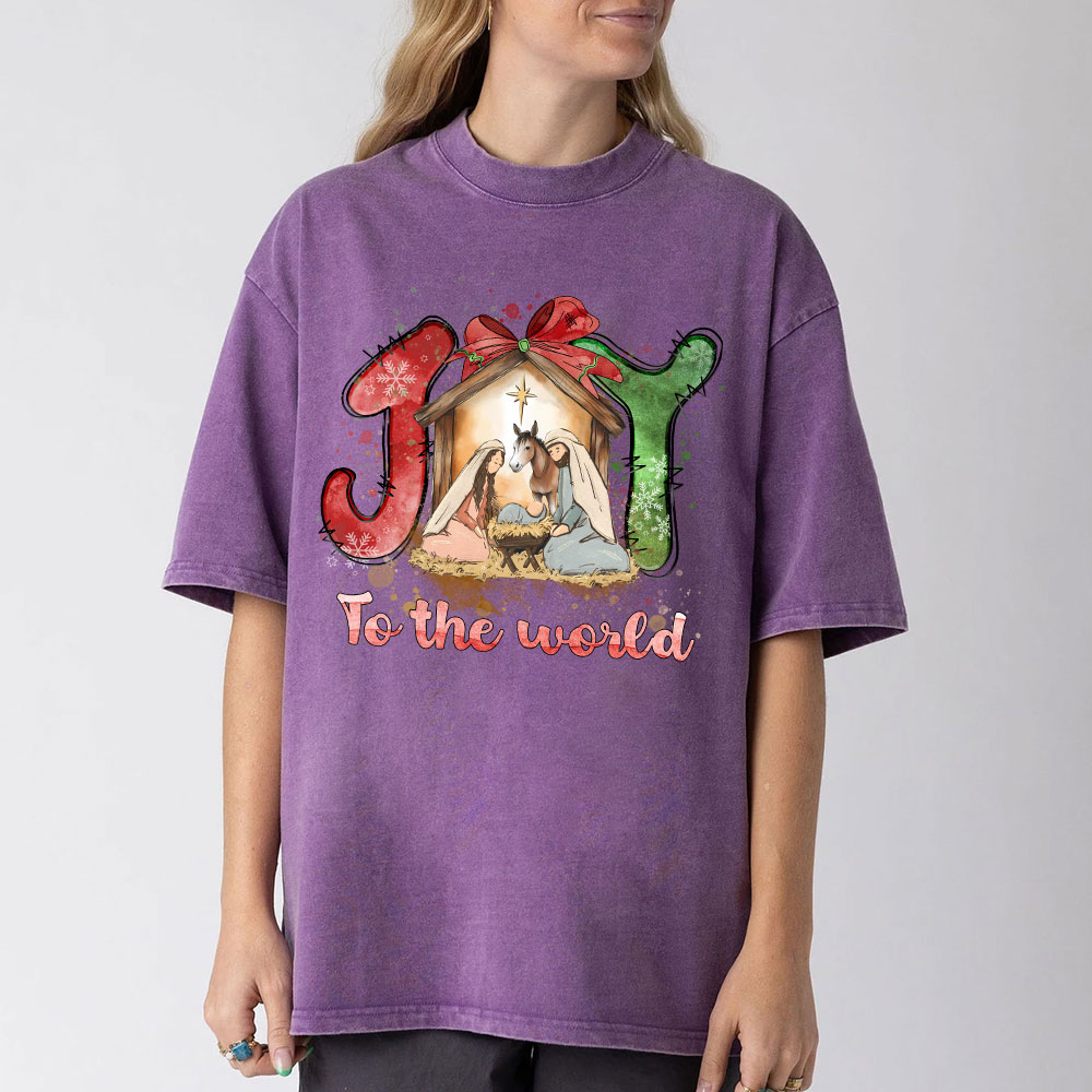 Joy To The World Christian Washed T-Shirt