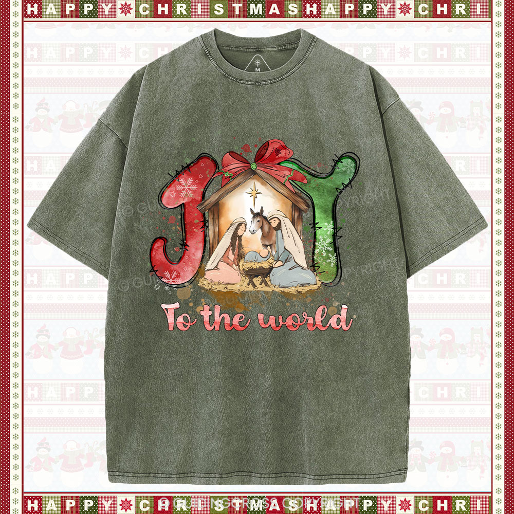 Joy To The World Christian Washed T-Shirt