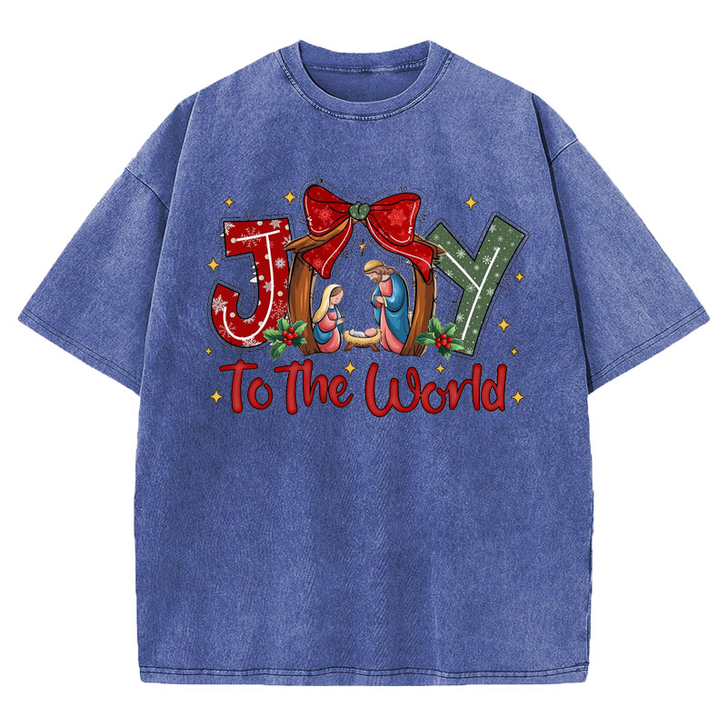 Joy To The World Christian Washed T-shirt Sale - GuidingCross